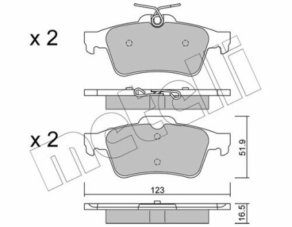 Колодки гальмівні (задні) Citroen C5/Ford C-Max 07-/Focus/Connect 04-13/Renault Laguna 07-15/Volvo metelli 22-0337-1