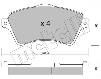 Колодки гальмівні (передні) Land Rover Freelander 98-06 metelli 22-0349-0