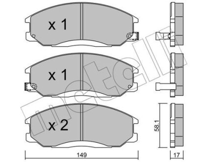 Тормозные колодки (передние) Hyundai Santa Fe/Trajet 00-12/Ssangyong Actyon/Kyron 05-/Rexton 02- metelli 22-0364-0