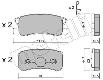 Колодки гальмівні (задні) Citroen C4/Peugeot 4008 12-/Dodge/Jeep/Mitsubishi Outlander 06-/Pajero 91 metelli 22-0400-0