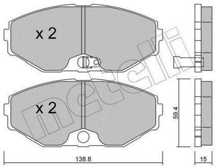 Колодки гальмівні (передні) Nissan Maxima 2.0-3.0 V6 24V 00-03 metelli 22-0405-0