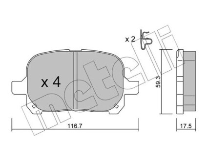 Комплект тормозных колодок (дисковых).) metelli 22-0429-0