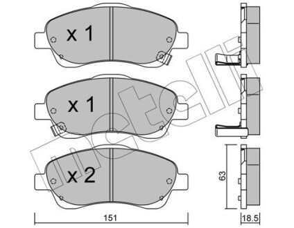 Тормозные колодки (передние) Toyota Avensis 03-08/Corolla Verso 04-09 metelli 22-0450-0