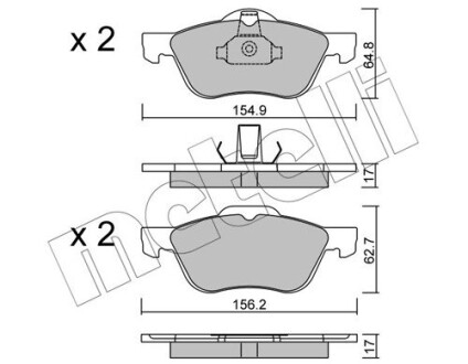 Тормозные колодки (передние) Nissan Primera 2.0 16V 96-02 metelli 22-0489-0