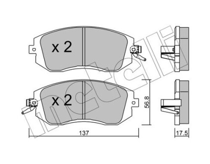 Колодки гальмівні (передні) Subaru Forester/Impreza/Legace V/Outback 10- metelli 22-0500-1