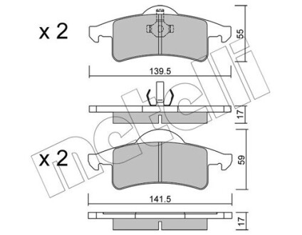 Тормозные колодки (задние) Jeep Grand Cherokee II 99-05 metelli 22-0526-0