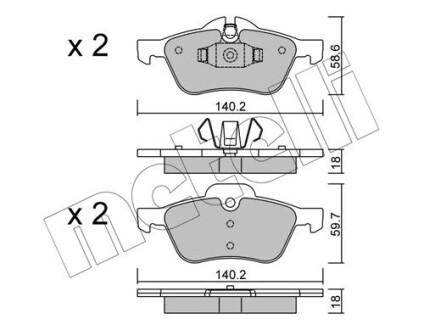 Колодки гальмівні (передні) Mini Cooper/One 01-06 metelli 22-0555-0