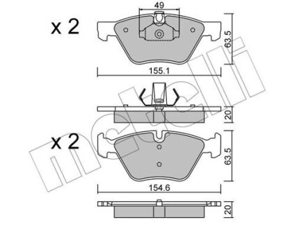 Комплект тормозных колодок (дисковых).) metelli 22-0557-0