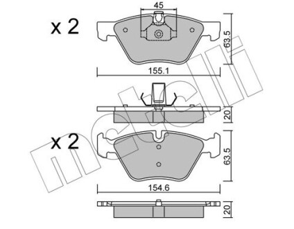 Комплект тормозных колодок (дисковых).) metelli 22-0557-3