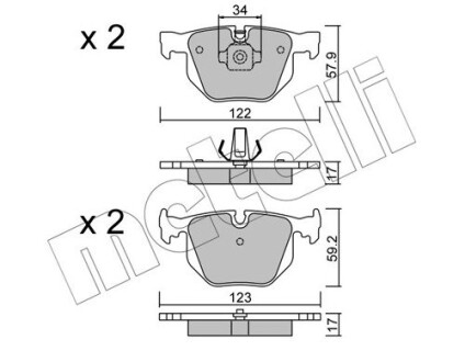 Колодки гальмівні (задні) BMW 7 (E65/E66/E67) 01-08 metelli 22-0561-0