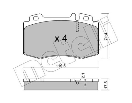 Колодки гальмівні (передні) MB C-class (W203) 02-08/M-class (W163) 98-05/S-class (W220/W221) 98-13 metelli 22-0563-0