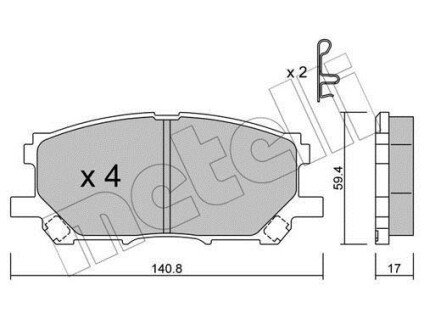 Колодки гальмівні (передні) Lexus RX 03-09 metelli 22-0618-0