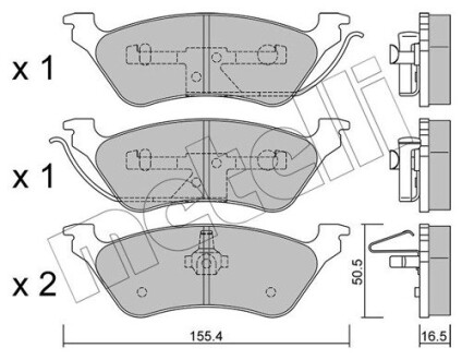 Колодки гальмівні (задні) Chrysler Voyager IV 00-08 metelli 2206250 (фото 1)