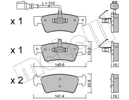 Колодки тормозные (задние) VW T5/Multivan V 03-15 (+датчик)) metelli 22-0661-1