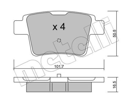 Колодки гальмівні (задні) Ford Mondeo III 1.8-2.2 00-07 metelli 22-0677-0