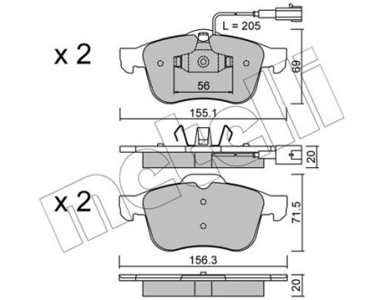 Комплект гальмівних колодок.).) metelli 22-0703-0