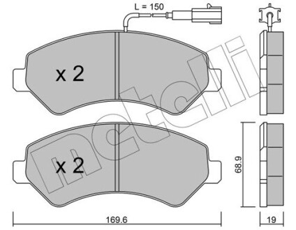 Комплект тормозных колодок (дисковых).) metelli 22-0709-1