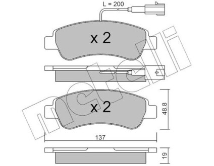 Колодки гальмівні (задні) Citroen Jumper/Fiat Ducato/Peugeot Boxer 06- (+датчики) metelli 22-0710-1