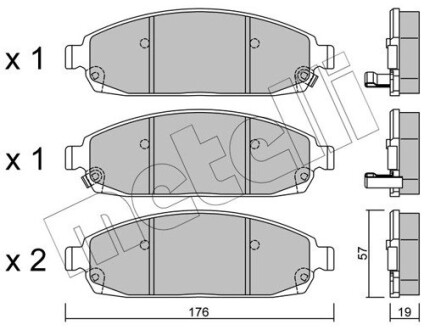 Колодки гальмівні (передні) Jeep Grand Cherokee III/IV 04-/Commander 05-10 metelli 22-0719-0