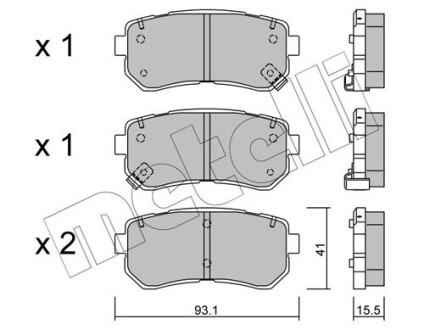 Колодки гальмівні (задні) Hyundai Accent/i30 05-12/Kia Cee\'d/Rio/Sportage 04- metelli 22-0725-0