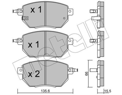 Колодки гальмівні (передні) Nissan Murano/Infiniti FX 35/45 03- metelli 22-0741-0