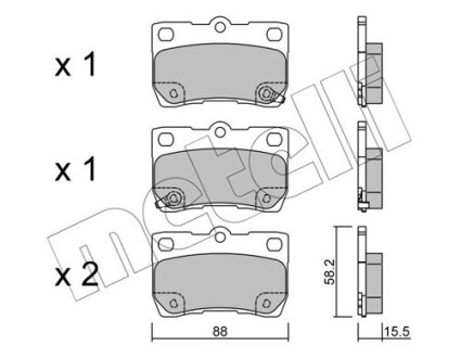 Колодки гальмівні (задні) Lexus GS/IS II/IS C 05- metelli 22-0761-0