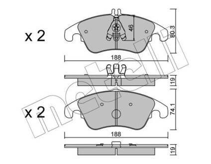 Колодки гальмівні (передні) MB C-class (W204/C205) 07-/E-class (W212/C207) 09- metelli 22-0775-2