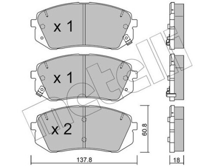 Колодки гальмівні (передні) Hyundai i30/Kona/Kia Pro Ceed/Soul 14- metelli 22-0783-1