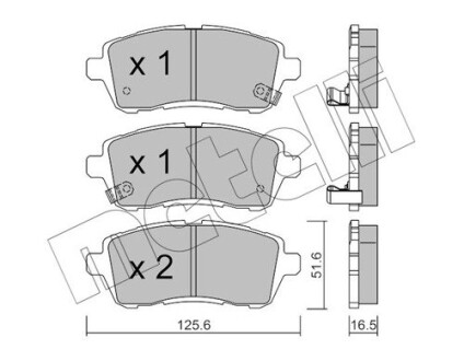 Колодки гальмівні (передні) Ford Fiesta VI 08-/Mazda 2 07-15/Subaru Justy 07- metelli 22-0793-1