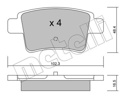 Колодки гальмівні (задні) Citroen C4 Picasso/Grand Picasso 06-13/Peugeot 408 1 metelli 22-0801-0