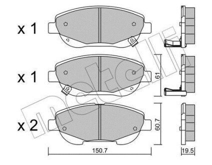 Колодки гальмівні (передні) Toyota Avensis 08-18/Verso 09-18 metelli 22-0879-0