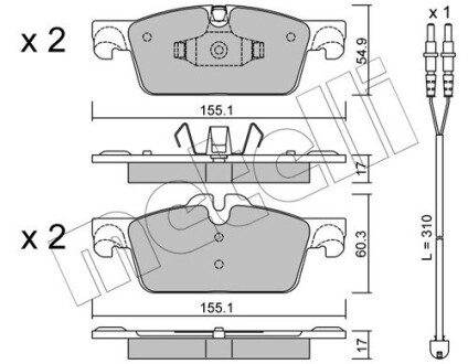 Колодки гальмівні (передні) Peugeot 508 I 10-18 (+датчик) metelli 22-0916-0K