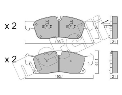 Колодки гальмівні (передні) MB M/GLE/GL/GLS-class (W166/X166) 11-19/Jeep Grand Cherokee 10- metelli 22-0927-4