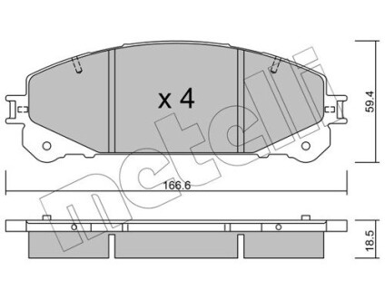 Колодки гальмівні (передні) Lexus NX 14-/Toyota Rav 4 12- metelli 2209381 (фото 1)