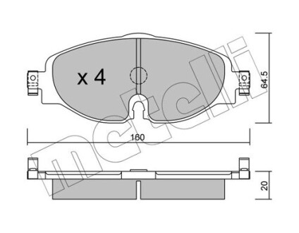 Тормозные колодки (передние) Audi A1/Q3 18-/Skoda Octavia/VW Golf/Caddy/Touran/Passat 12- metelli 22-0950-0