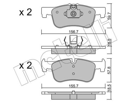 Комплект гальмівних колодок.).) metelli 22-0959-0