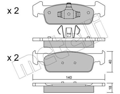 Тормозные колодки (передние) Dacia Logan II/Sandero II 12-/Renault Logan 11-/Sandero 13/Clio IV 18- metelli 22-0975-1