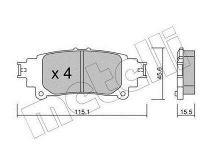 Колодки гальмівні (задні) Lexus GS 11-/IS 13-/Toyota Prius Plus 08- metelli 22-0977-0