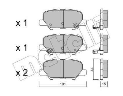 Колодки гальмівні (задні) Citroen C4 Aircross/Mazda 6/Mitsubishi Outlander III/Peugeot 4008 12- metelli 22-0995-0