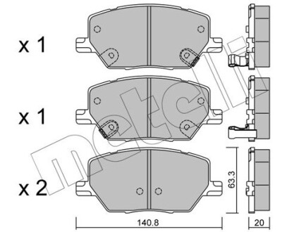 Тормозные колодки (передние) Fiat 500X 1.4-1.6/1.6-2.0D 14-/ Jeep Renegade1.4-1.6/2.0CRD 14- metelli 22-1001-0