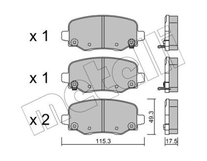 Тормозные колодки (задние) Fiat 500/Jeep Compass/Renegade 14- metelli 22-1002-1