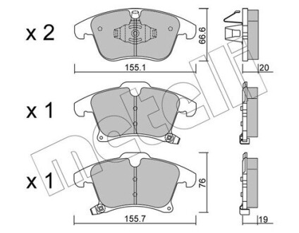 Колодки гальмівні (передні) Ford Galaxy III/S-Max/Mondeo V/Fusion 13-/Ford (USA) Fusion 05- metelli 22-1039-0