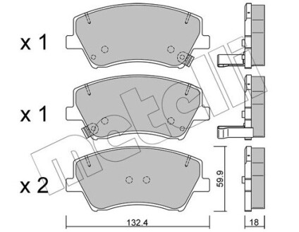 Колодки гальмівні (передні) Hyundai Ioniq 16-/Kia Niro 16- metelli 22-1092-0