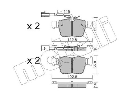 Комплект тормозных колодок (дисковых).) metelli 22-1101-0