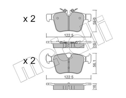 Колодки гальмівні (задні) Land Rover Range Rover / Discovery Sport/Volvo S60/S90/V60/V90 15- metelli 22-1122-0