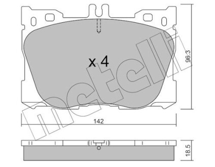 Колодки гальмівні (передні) MB C-class (W205/S205/C205)/E-class (W213) 16- metelli 22-1134-0