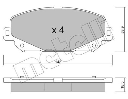 Колодки гальмівні (передні) Renault Scenic IV 16-/Megane IV 15-/Espace V 15- metelli 22-1176-0