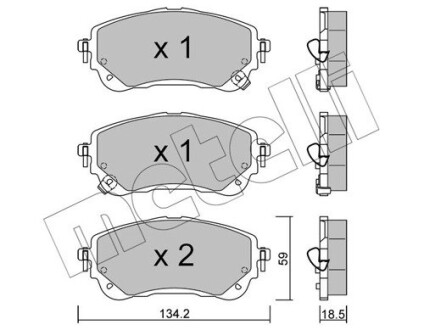 Колодки гальмівні (передні) Toyota Corolla XII 18-/Suzuki Swace 20- (з датчиком) metelli 22-1234-0