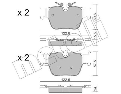 Колодки гальмівні (задні) BMW 1 (F40) 19-/2 (F44) 19-/X2 (F39) 17-/Mini Clubman/Countryman 19- metelli 22-1267-0