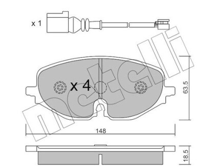 Колодки гальмівні (передні) Audi A3/Skoda Octavia/Seat Leon/VW Golf VIII 19-/Caddy 20- (+датчики))) metelli 22-1280-0